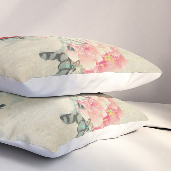 Chinese Peony Blooming Floral Art Pillow Sham Gallery Image 3
