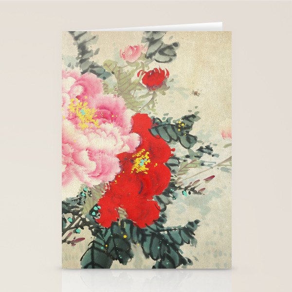 Chinese Peony Blooming Floral Art Stationery Card Gallery Image 2