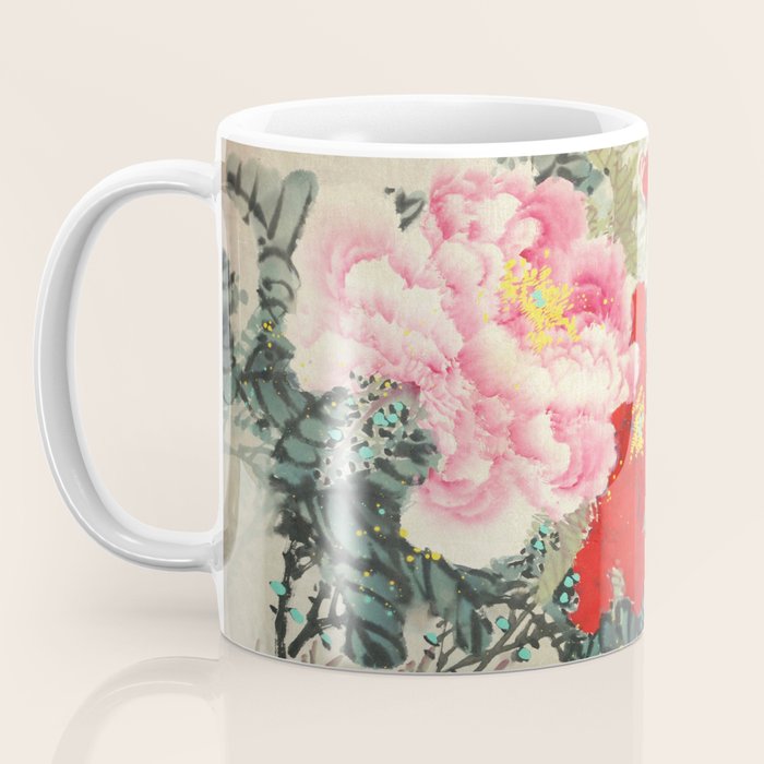 Chinese Peony Blooming Floral Art Coffee Mug Gallery Image 3
