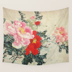Chinese Peony Blooming Floral Art Wall Tapestry Gallery Image 4