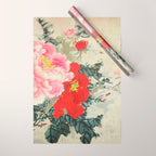 Chinese Peony Blooming Floral Art Wrapping Paper Gallery Image 1