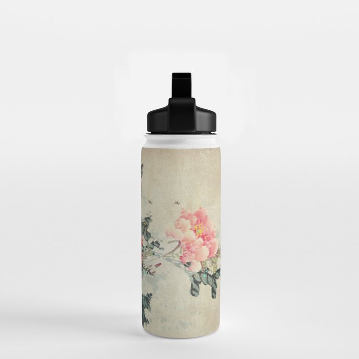 Chinese Peony Blooming Floral Art Water Bottle Gallery Image 2