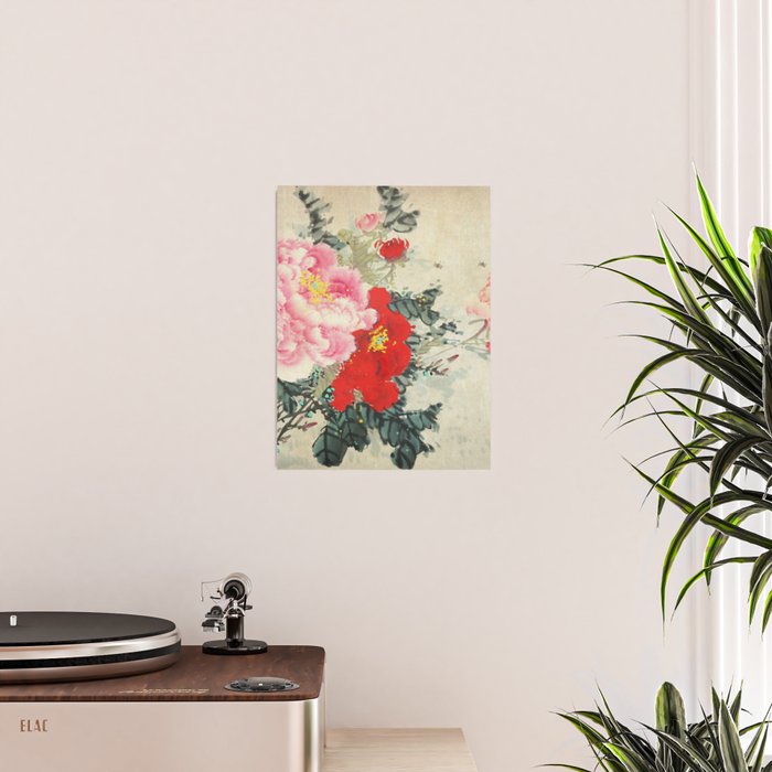 Chinese Peony Blooming Floral Art Poster Gallery Image 2