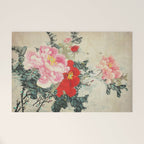 Chinese Peony Blooming Floral Art Welcome Mat Gallery Image 1