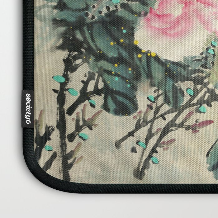 Chinese Peony Blooming Floral Art Laptop Sleeve Gallery Image 3