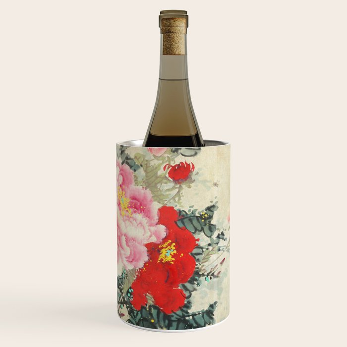 Chinese Peony Blooming Floral Art Wine Chiller Gallery Image 1