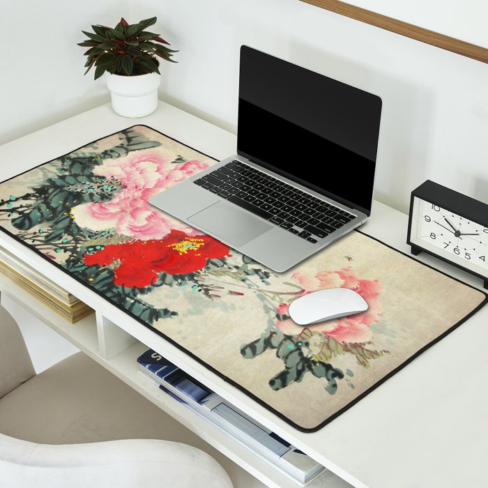 Chinese Peony Blooming Floral Art Desk Mat Gallery Image 2