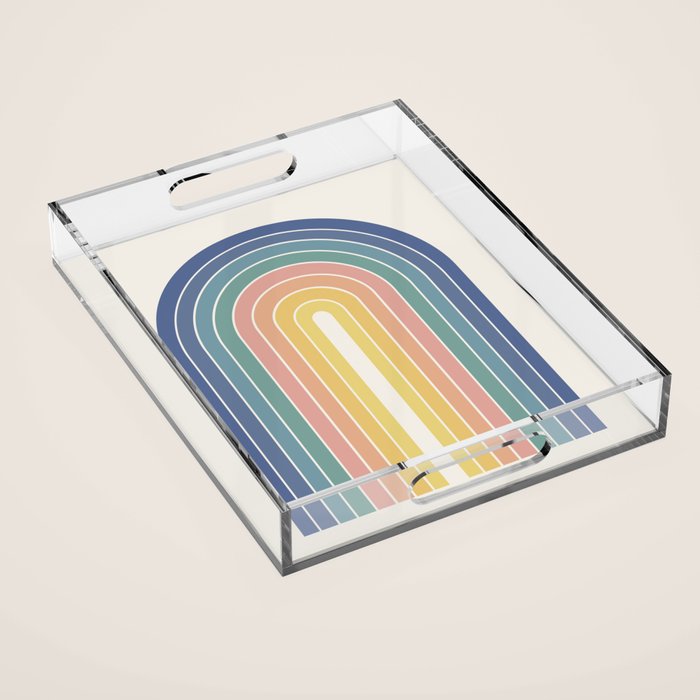 Gradient Arch XX Retro Mid Century Modern Rainbow Acrylic Tray Gallery Image 1
