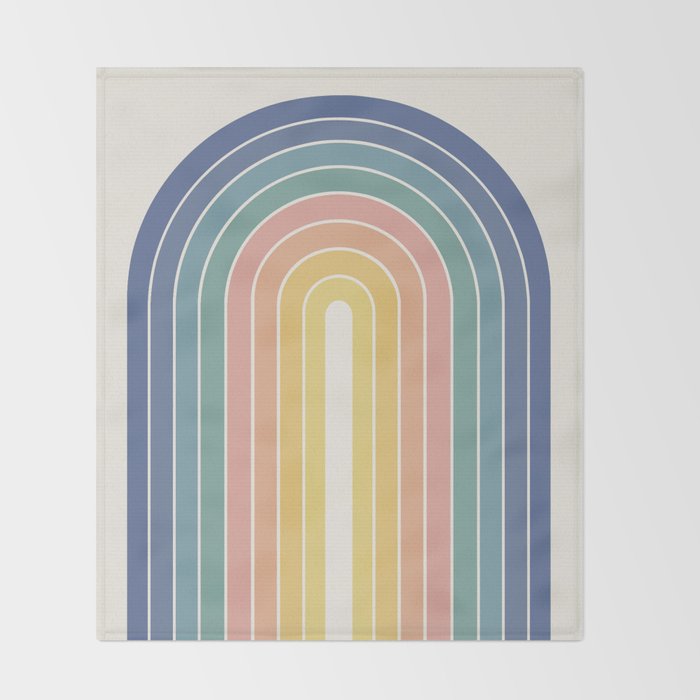 Gradient Arch XX Retro Mid Century Modern Rainbow Throw Blanket Gallery Image 2
