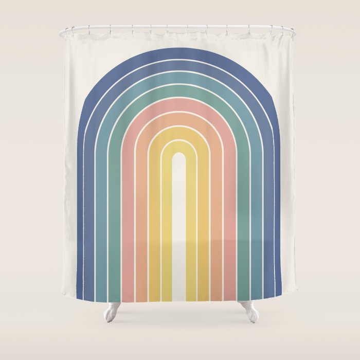 Gradient Arch XX Retro Mid Century Modern Rainbow Shower Curtain Gallery Image 1