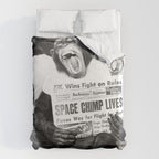 Space Chimp Lives - NASA Moon Flight black and white photograph Duvet Cover Gallery Image 6