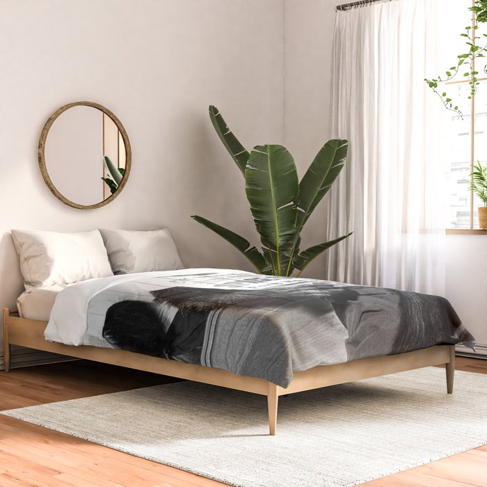 Space Chimp Lives - NASA Moon Flight black and white photograph Comforter Gallery Image 2