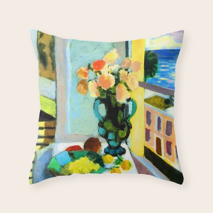 Henri Matisse Roses by the Window Throw Pillow Gallery Image 1