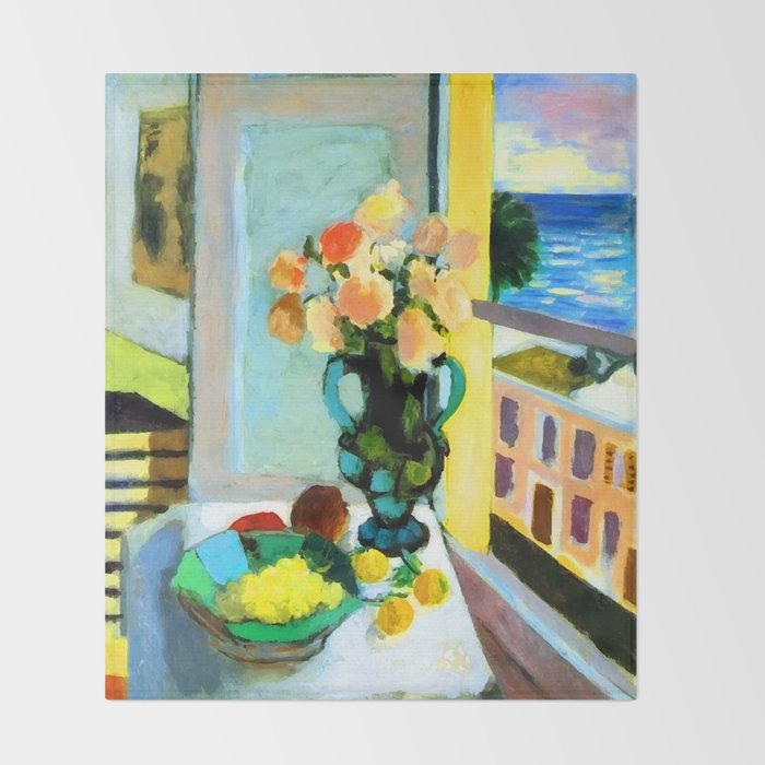 Henri Matisse Roses by the Window Throw Blanket Gallery Image 2