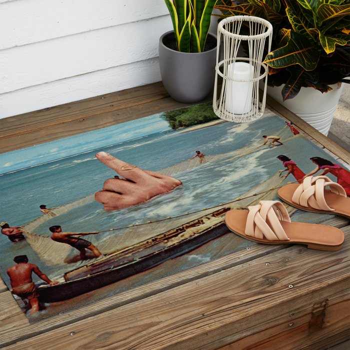 Fish Fingers - Rude catch of the day Outdoor Rug Gallery Image 2