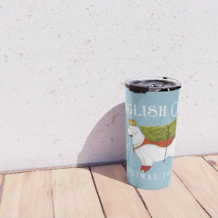 English Cream golden retriever dog christmas tree holiday farm art  Travel Mug Gallery Image 4
