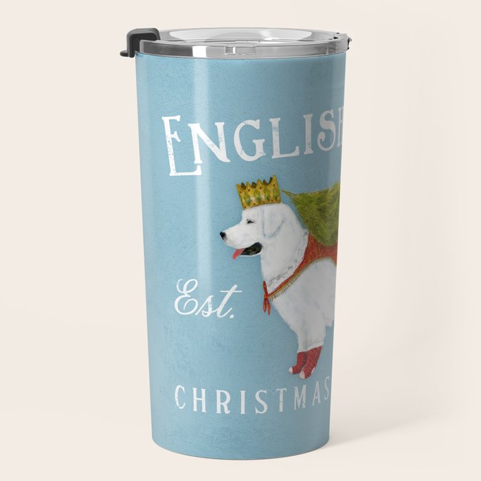 English Cream golden retriever dog christmas tree holiday farm art  Travel Mug Gallery Image 3