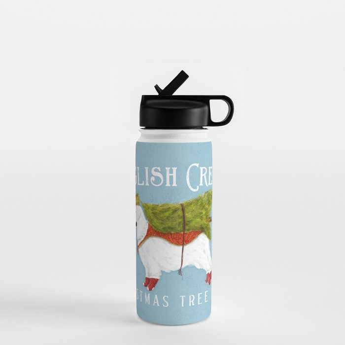 English Cream golden retriever dog christmas tree holiday farm art  Water Bottle Gallery Image 1