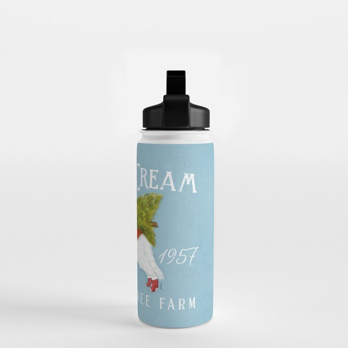 English Cream golden retriever dog christmas tree holiday farm art  Water Bottle Gallery Image 2