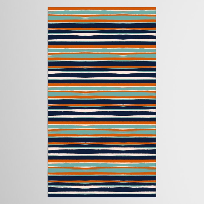 Stripes Abstract, Orange, Teal, Navy Tablecloth Gallery Image 2