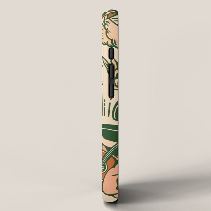 Whiskey & Lyrics Pattern Featuring A Pinup Girl Playing Guitar, Peach Cream Version iPhone Case Gallery Image 2