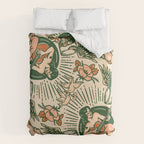 Whiskey & Lyrics Pattern Featuring A Pinup Girl Playing Guitar, Peach Cream Version Duvet Cover Gallery Image 6