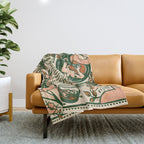 Whiskey & Lyrics Pattern Featuring A Pinup Girl Playing Guitar, Peach Cream Version Throw Blanket Gallery Image 1