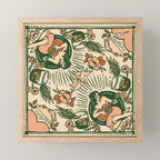 Whiskey & Lyrics Pattern Featuring A Pinup Girl Playing Guitar, Peach Cream Version Mini Art Print Gallery Image 1