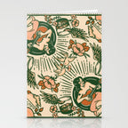 Whiskey & Lyrics Pattern Featuring A Pinup Girl Playing Guitar, Peach Cream Version Stationery Card Gallery Image 2