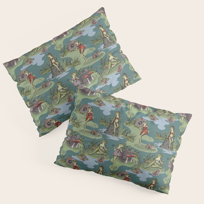 Vintage Pin-Up Girl Frogs Pillow Sham Gallery Image 3