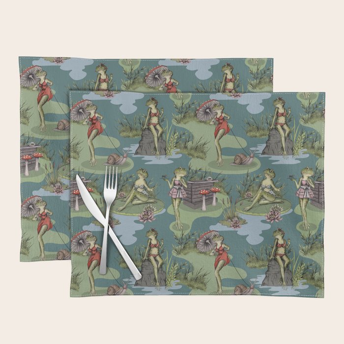 Vintage Pin-Up Girl Frogs Placemat Gallery Image 1