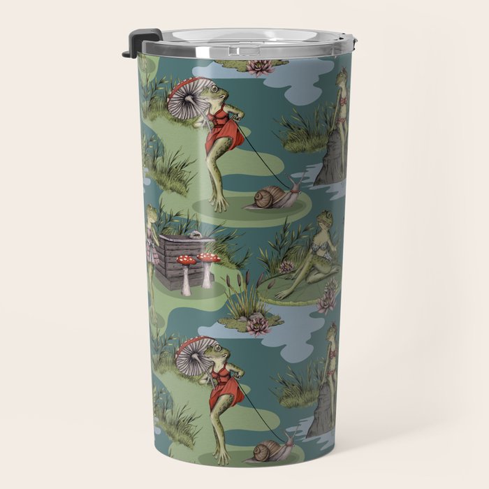 Vintage Pin-Up Girl Frogs Travel Mug Gallery Image 3