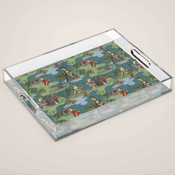 Vintage Pin-Up Girl Frogs Acrylic Tray Gallery Image 1