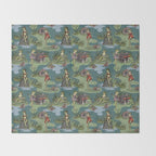 Vintage Pin-Up Girl Frogs Throw Blanket Gallery Image 2