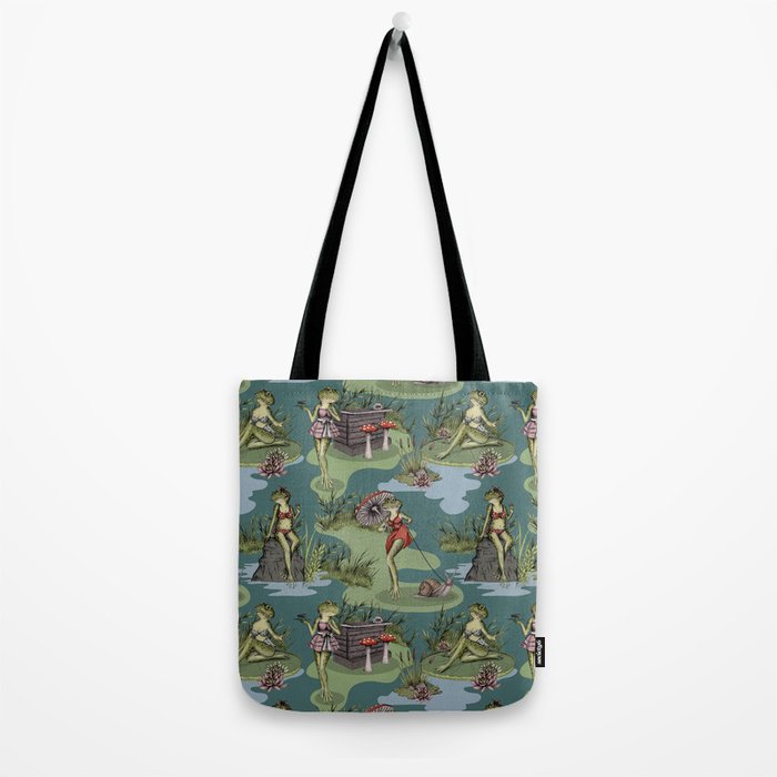 Vintage Pin-Up Girl Frogs Tote Bag Gallery Image 2