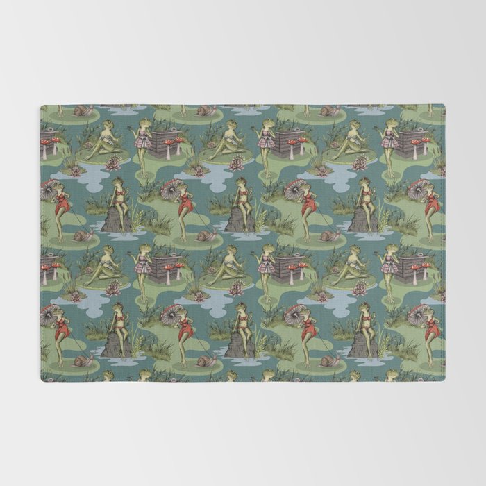 Vintage Pin-Up Girl Frogs Rug Gallery Image 2