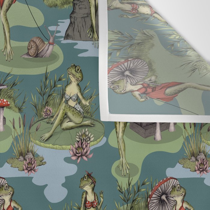 Vintage Pin-Up Girl Frogs Wall Tapestry Gallery Image 3