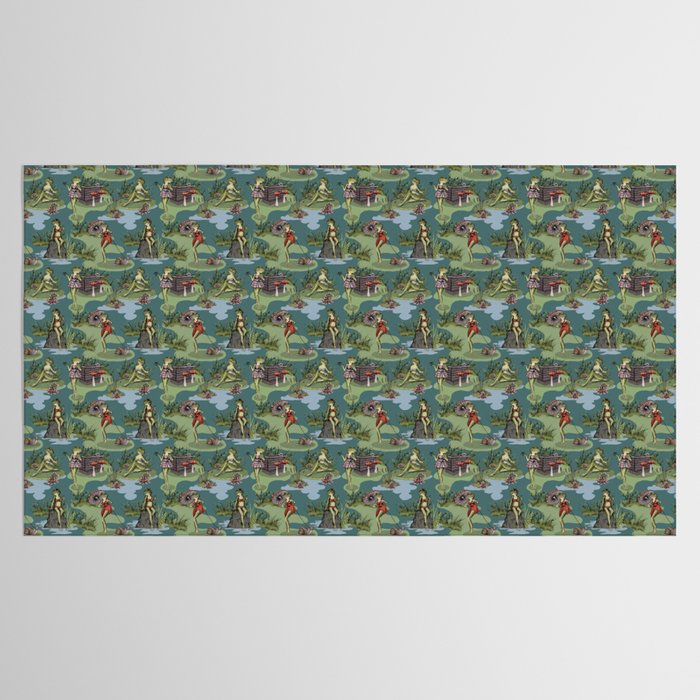 Vintage Pin-Up Girl Frogs Tablecloth Gallery Image 2
