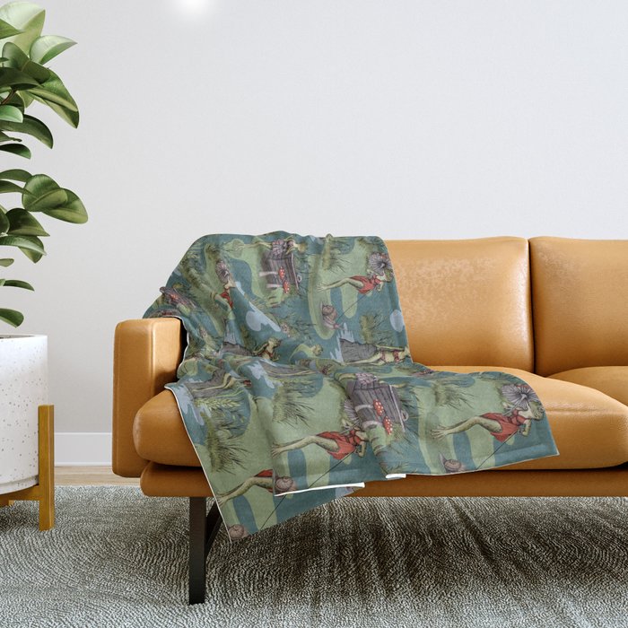 Vintage Pin-Up Girl Frogs Throw Blanket Gallery Image 1
