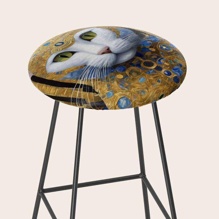 Gustav Klimt Style White Cat with Beautiful Costume Stool Gallery Image 2