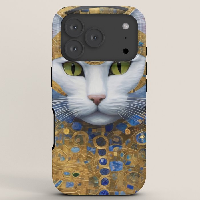 Gustav Klimt Style White Cat with Beautiful Costume iPhone Case Gallery Image 7