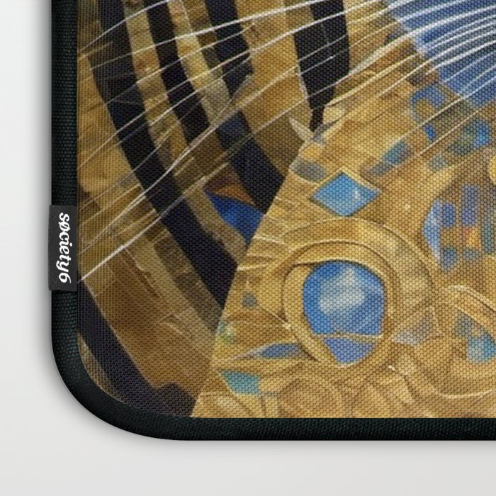 Gustav Klimt Style White Cat with Beautiful Costume Laptop Sleeve Gallery Image 3