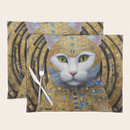 Gustav Klimt Style White Cat with Beautiful Costume Placemat Gallery Image 1