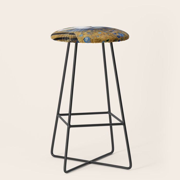 Gustav Klimt Style White Cat with Beautiful Costume Stool Gallery Image 1