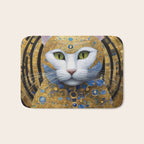 Gustav Klimt Style White Cat with Beautiful Costume Bath Mat Gallery Image 1