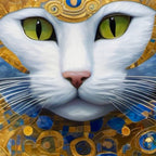 Gustav Klimt Style White Cat with Beautiful Costume Coffee Mug Gallery Image 2