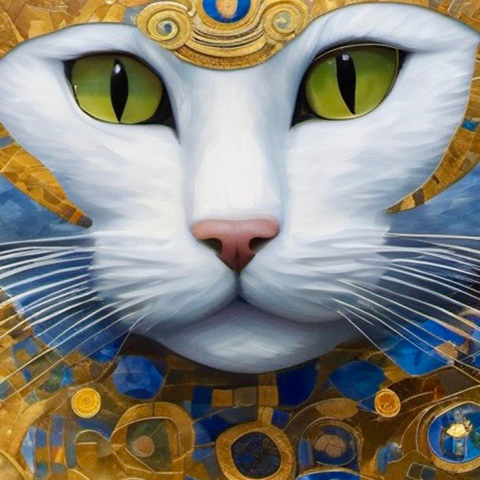 Gustav Klimt Style White Cat with Beautiful Costume Coffee Mug Gallery Image 2