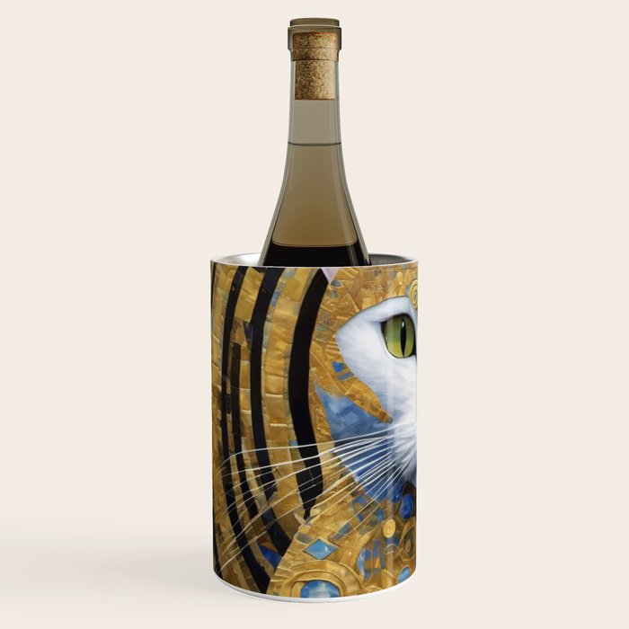Gustav Klimt Style White Cat with Beautiful Costume Wine Chiller Gallery Image 2