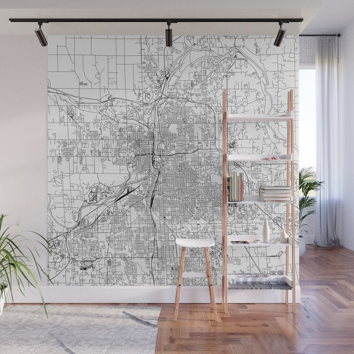 Grand Rapids White Map Wall Mural Gallery Image 1