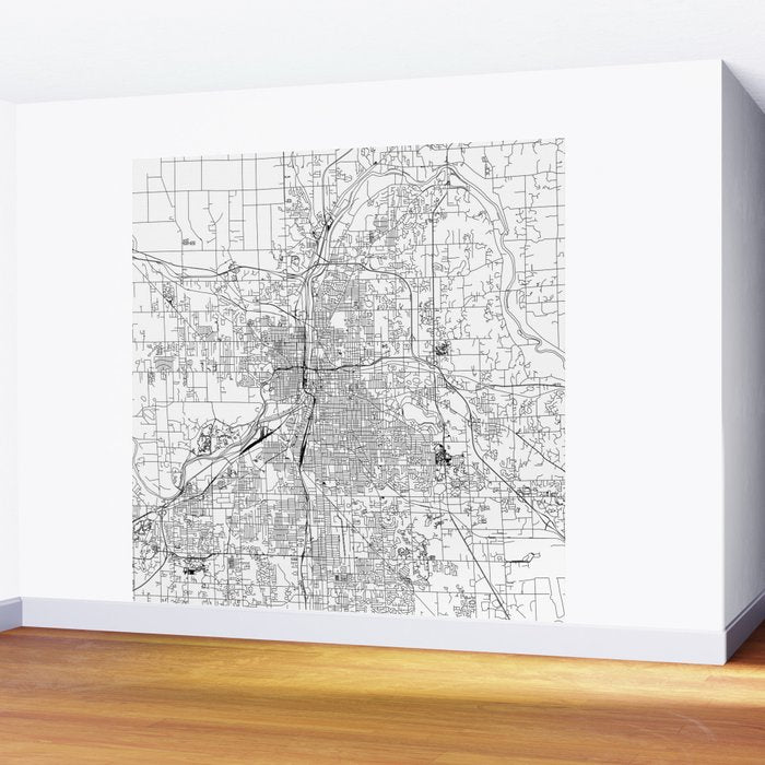 Grand Rapids White Map Wall Mural Gallery Image 2